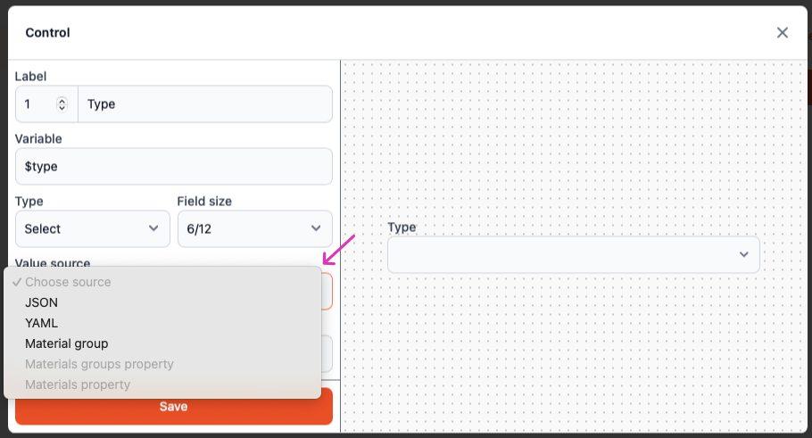Control Form UI Select Example